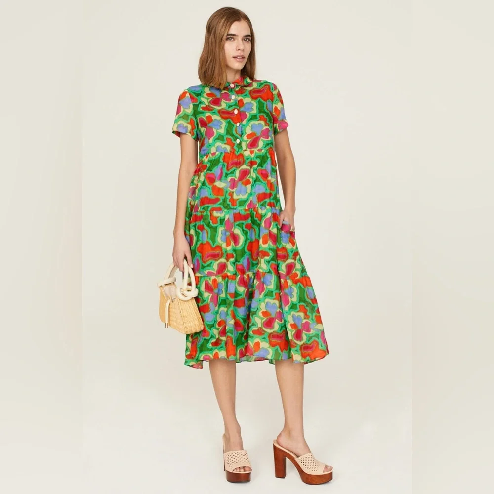 Amanda Uprichard Multicolor Pierre Midi Dress Size XS $260